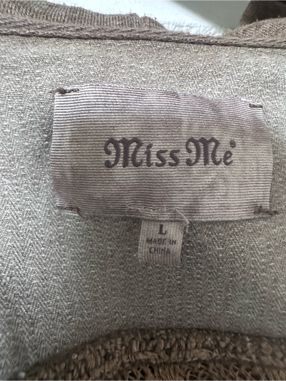 Miss Me Green Denim Mixed Media Jacket Large Sweatshirt Sleeve Patterned - Picture 9 of 9